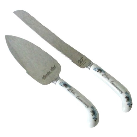 25th Silver Anniversary Cake Cutting Set Sheffield England - Picture 1 of 4